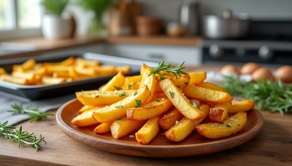 découvrez notre recette facile de frites au four pour des pommes de terre croustillantes et savoureuses, sans huile de friture. un plat sain et gourmand à préparer en un rien de temps !