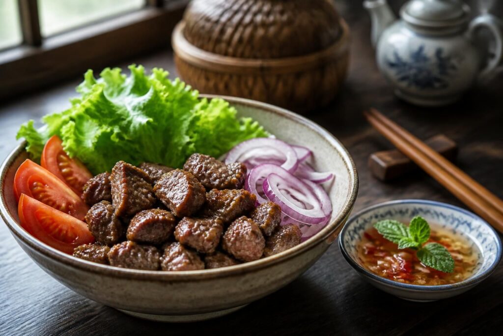 découvrez comment préparer le boeuf loc lac, l'authentique recette vietnamienne savoureuse, facilement réalisable chez vous pour un repas exotique et délicieux.