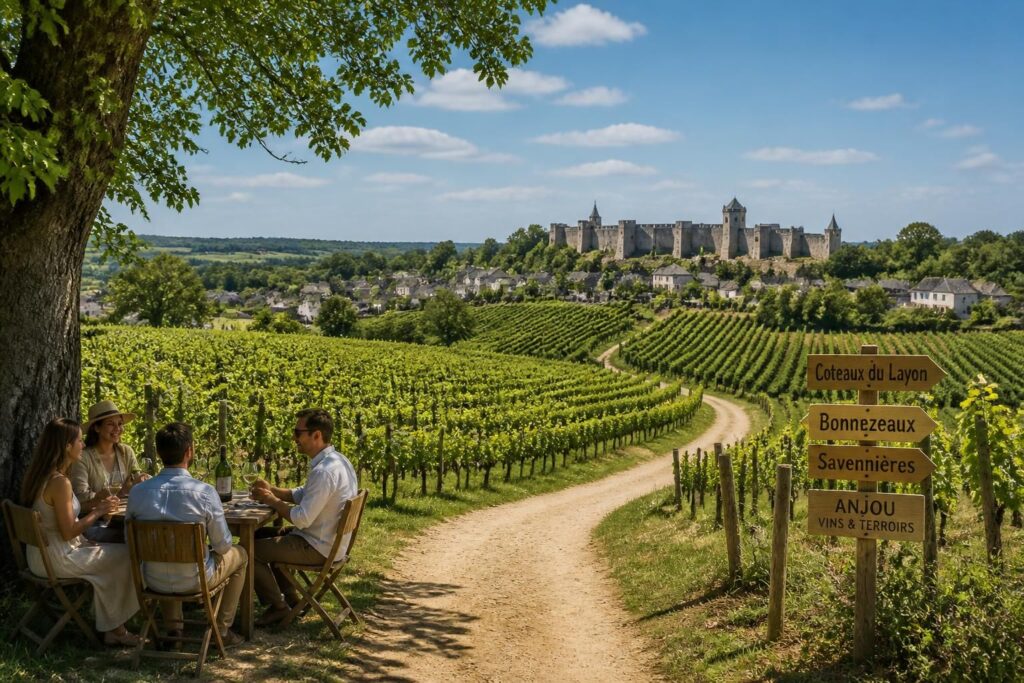explorez le vignoble d'anjou autour d'angers et parcourez la route des vins pour déguster des crus renommés et découvrir les paysages viticoles uniques de la région.